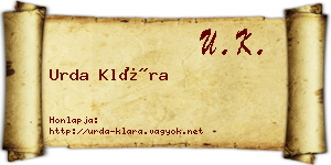Urda Klára névjegykártya