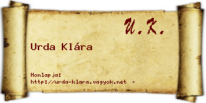 Urda Klára névjegykártya
