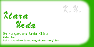 klara urda business card