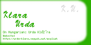 klara urda business card